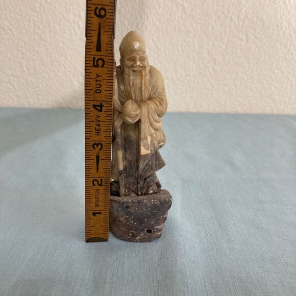 Carved Soapstone Chinese Wise Man Figurine Asian Shou Lao God Of Longevity - Picture 7 of 7